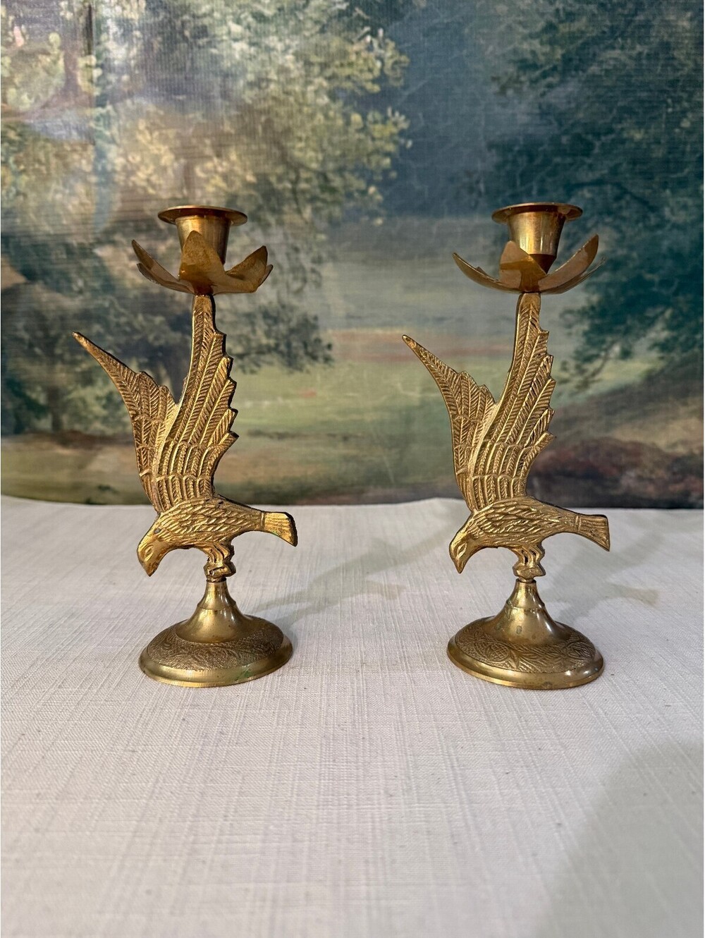 Pair of Brass Bird Candlesticks